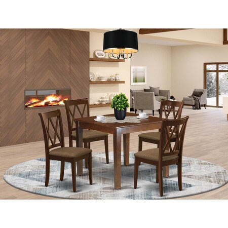 East West Furniture 5 Piece Oxford Dining Set - Mahogany OXCL5-MAH-C
